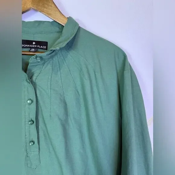 Tuckernuck Pomander Place Green Polly 3/4 Sleeve Mini Collar Dress Size XXL - Picture 4 of 13